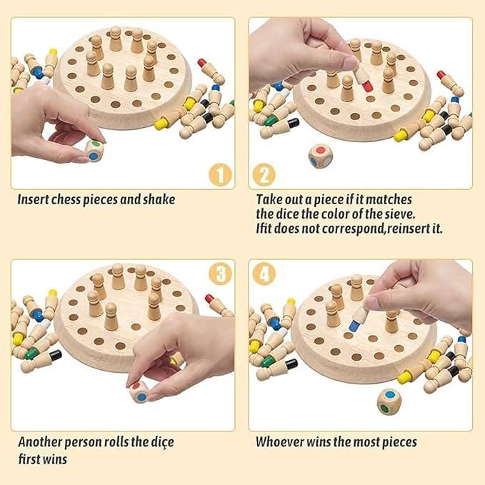 Wooden Memory Matchstick Chess Game
