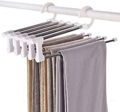 Hanger- 5 Layer Hanger Space Saving Non-Slip Cloth Organizer , 5 In 1 Multifunctional Layer Pant Rack For Trouser Scarf And Travel Storage